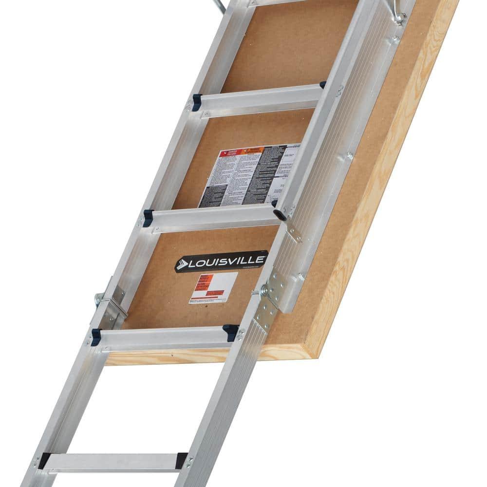 Louisville Ladder Aluminum Attic Ladder R10 Insulated Door 375 lbs Capacity 30 x 54 Inch Opening
