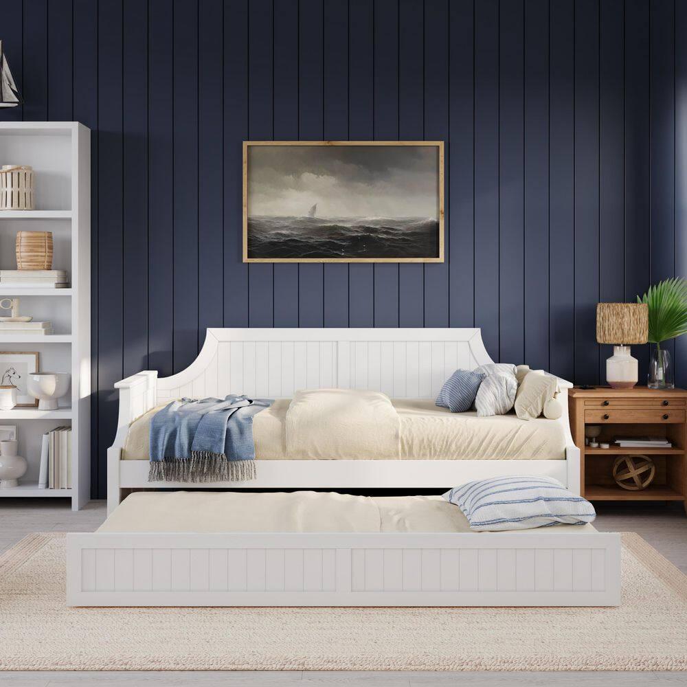 AFI Cambridge Twin Wood Daybed with Twin Size Trundle in White