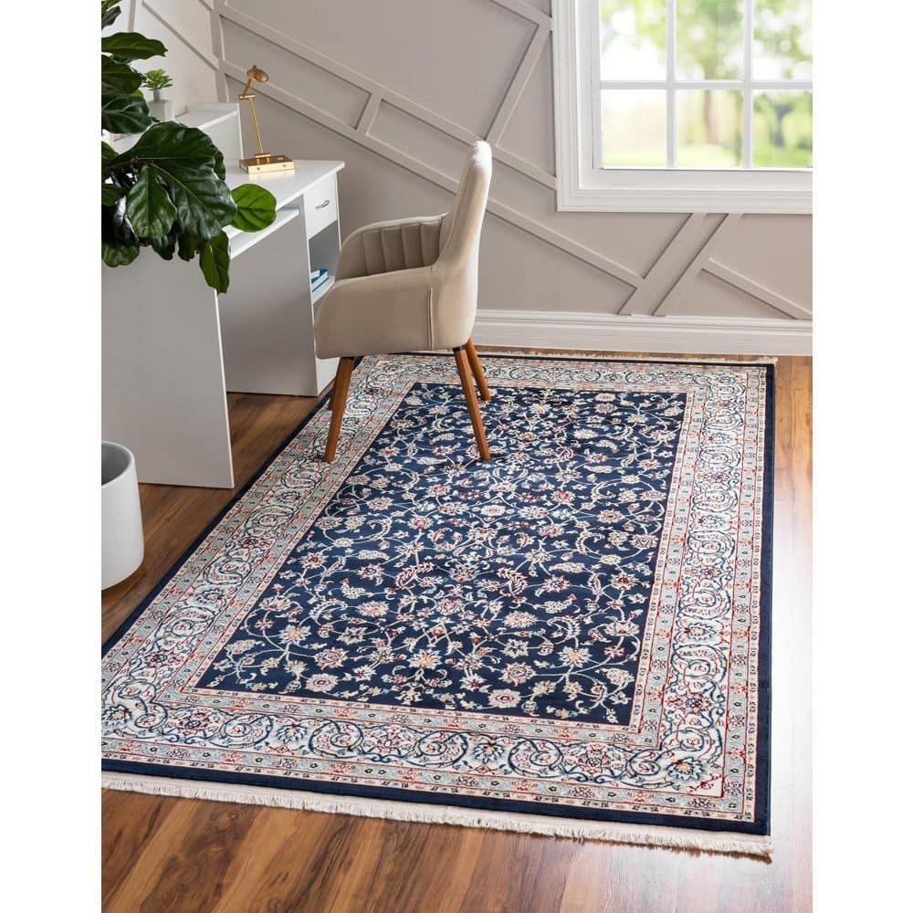 Unique Loom Narenj Collection Area Rug - Leeds (8'  x 10' Rectangle Navy Blue/Beige)