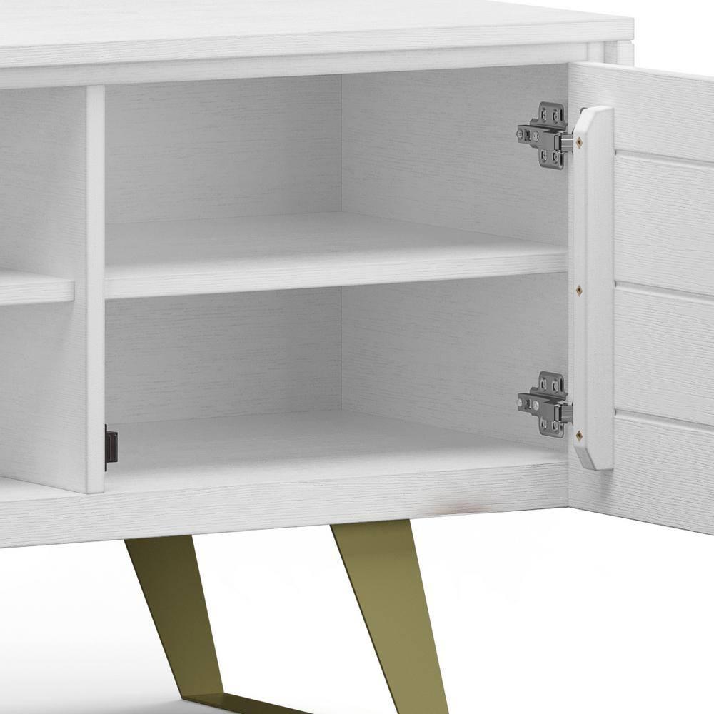 Simpli Home Lowry 63"W Solid Wood Modern Industrial TV Stand for TVs up to 70" with Storage