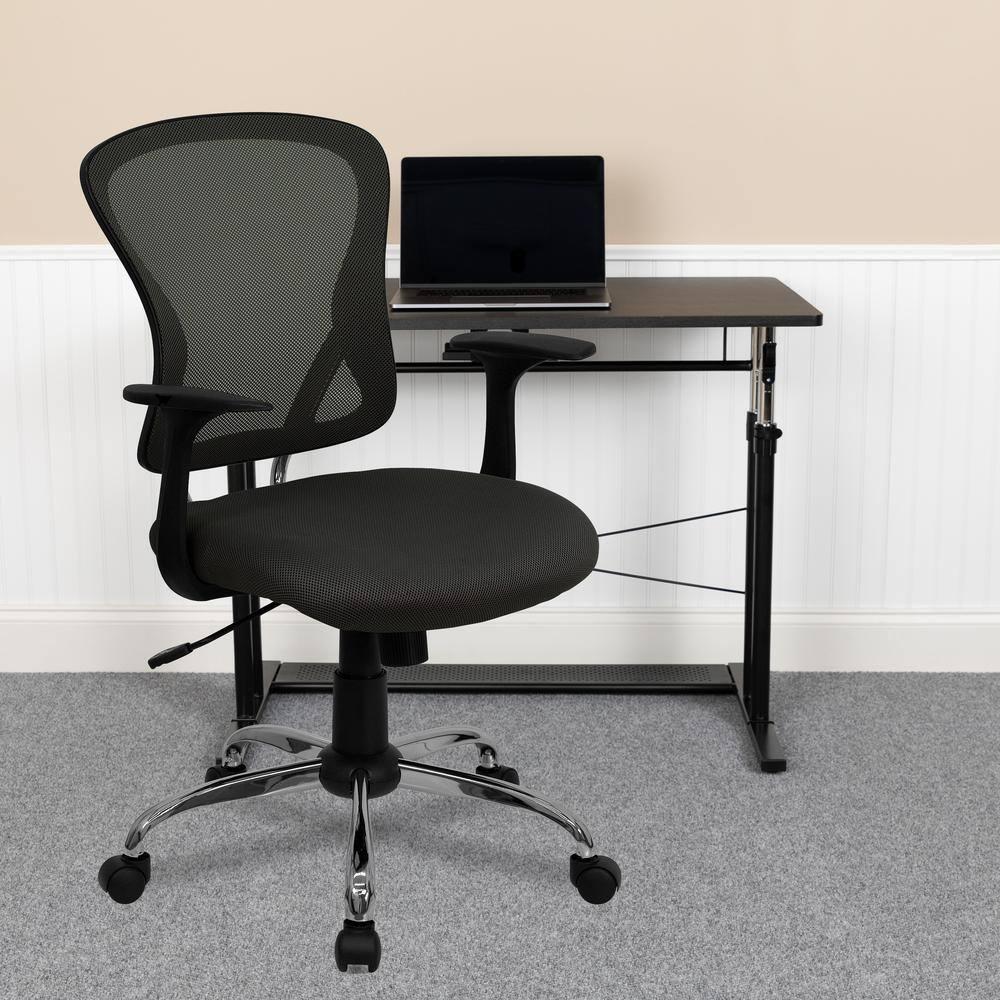 Flash Furniture Mid-Back Mesh Swivel Task Office Chair with Chrome Base and Arms