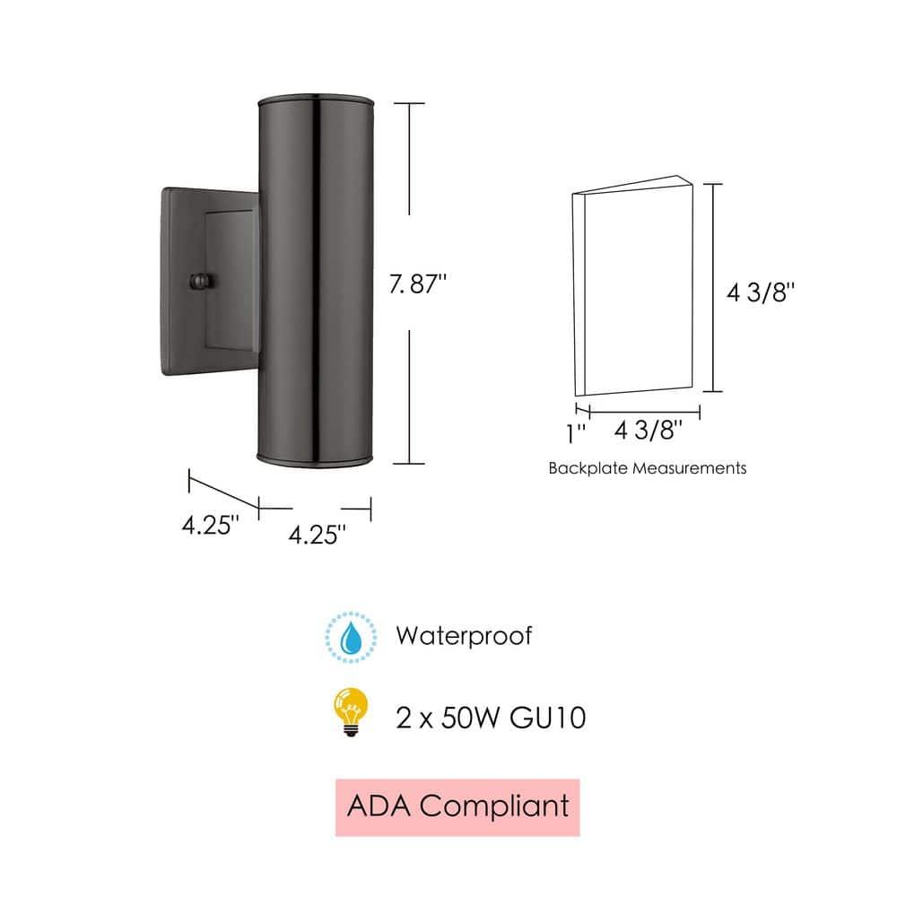 2-Light Riga Outdoor Wall Light Matte Black - EGLO: ETL Listed, Integrated LED, Adjustable Head Tilt, Iron Body