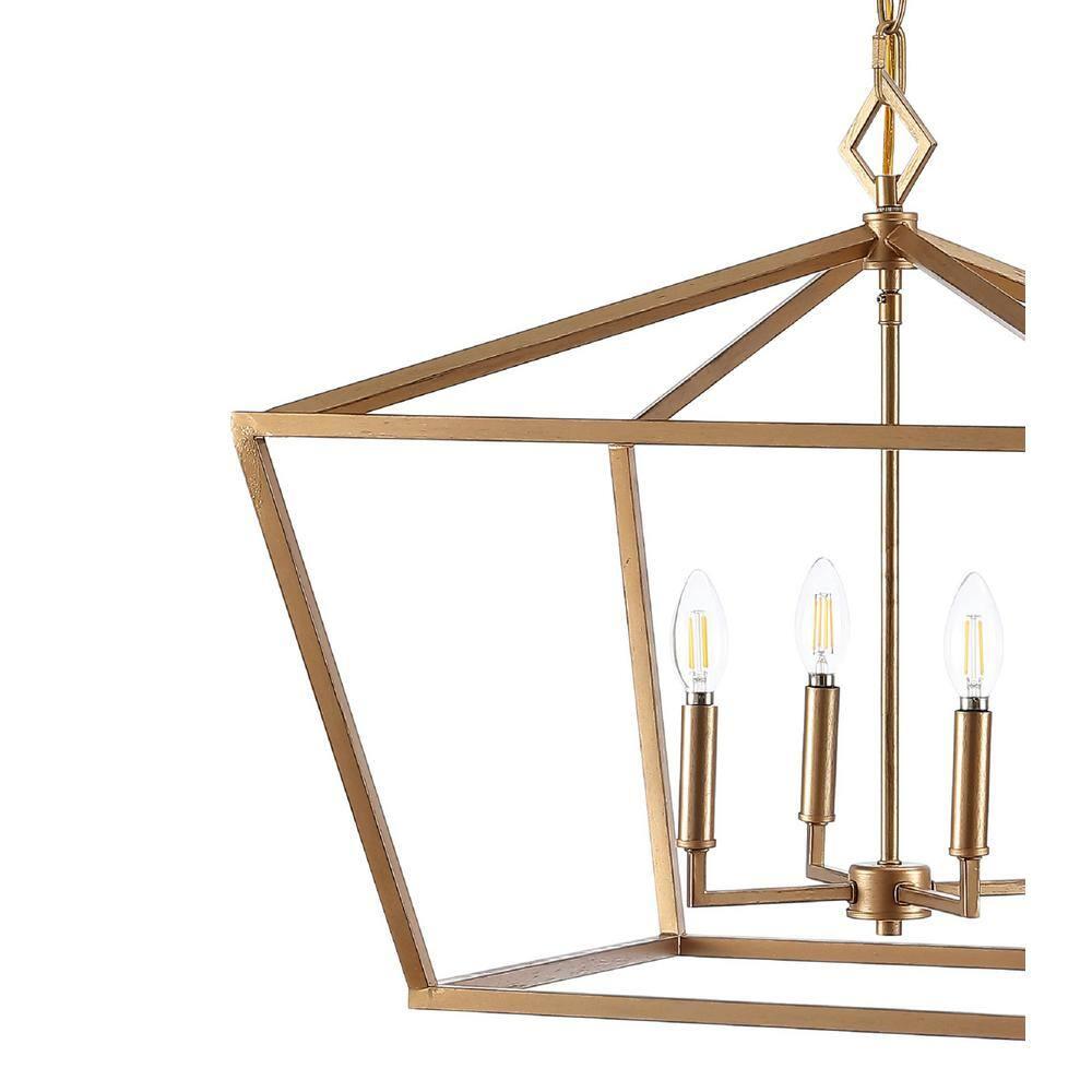 Gatsby 23" 4-Light Adjustable Iron Rustic Glam LED Pendant, Gold