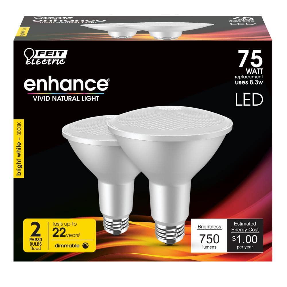 Feit Electric Enhance PAR30 E26 (Medium) LED Bulb Bright White 75 Watt Equivalence 2 pk