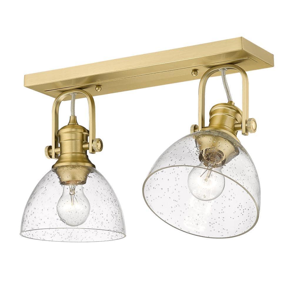 Golden Lighting Hines 2-Light Semi-flush in Brushed Champagne Bronze with Seeded Glass