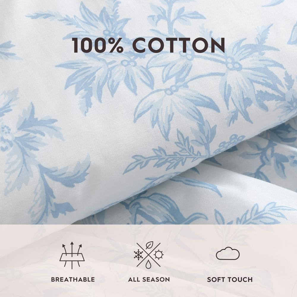 Laura Ashley Bedford Reversible Cotton Blue Comforter Set