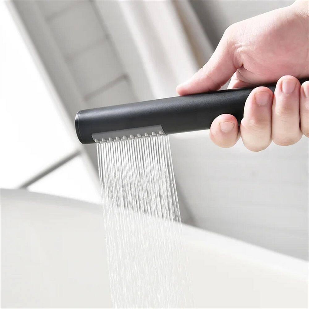 Freestanding Tub Faucet Tub Filler - Floor Mount Bathtub Faucet with Handheld Shower - Matte Black Shower Faucet Free Standing Bathroom Faucets SHUNLI
