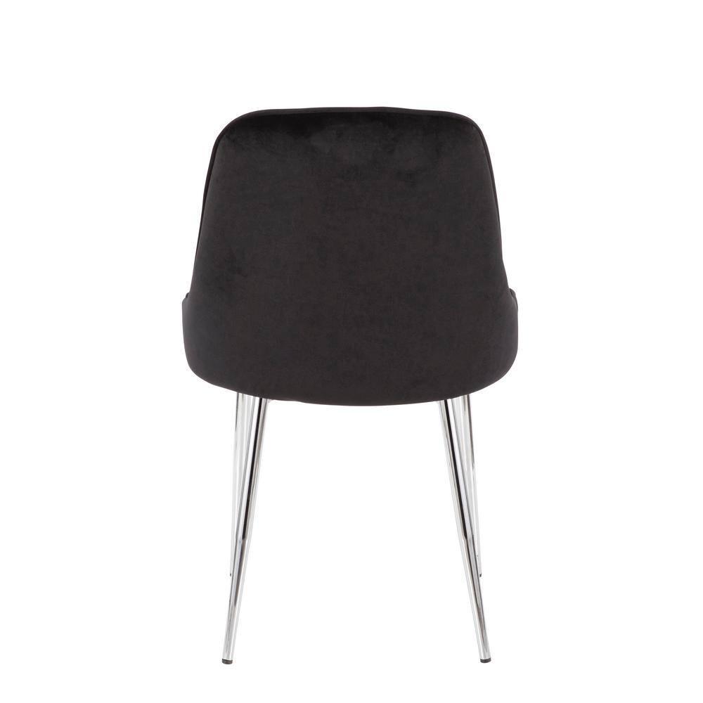 LumiSource Set of 2 Marcel Dining Chairs Black/Chrome: Velvet Upholstery, Metal Legs, No Assembly Required