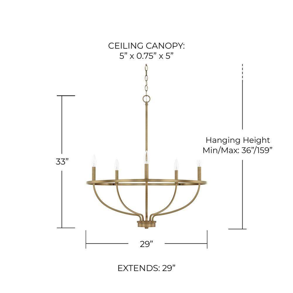 Capital Lighting Greyson 5-Light Aged Brass Chandelier