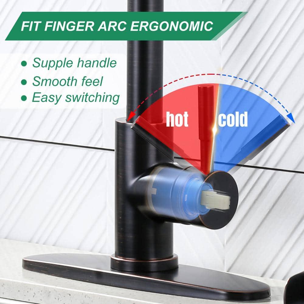 ARCORA Single Handle Stainless Steel Pull-Down Kitchen Faucet with Deckplate and Glass Rinser Combo