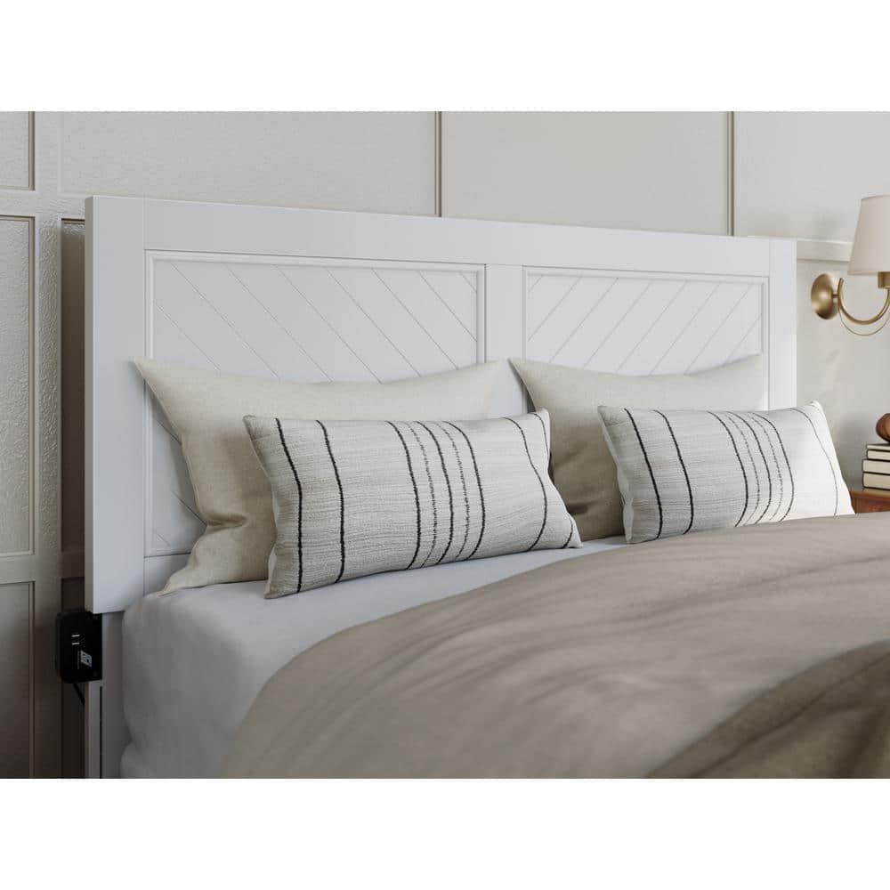 AFI Canyon White Solid Wood Foundation Bed Frame with Matching Footboard, Full