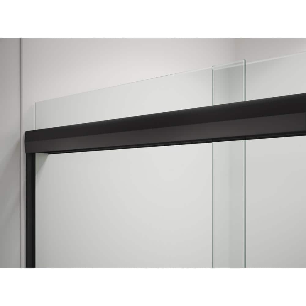 Pleat Frameless Sliding Shower Door, 79-1/16 In. H X 54-5/8 - 59-5/8 In. W, With 5/16 In. Thick Frosted Glass