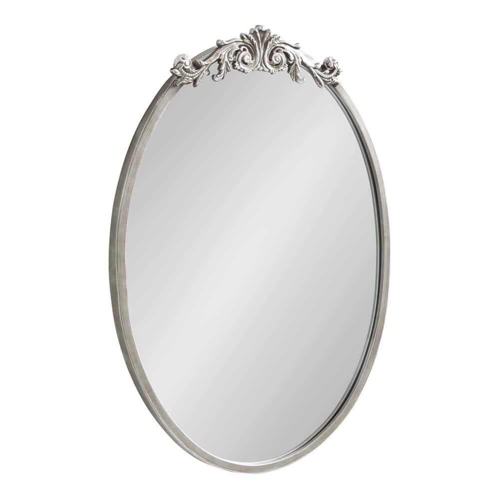 Kate & Laurel All Things Decor 18"x24" Arendahl Traditional Vertical Oval Wall Mirror Silver: No Assembly, Metal Frame, Wall Mounted