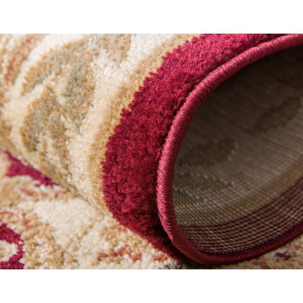 Unique Loom Versailles Collection Area Rug - Charles (6' 1" Square Red/Cream)