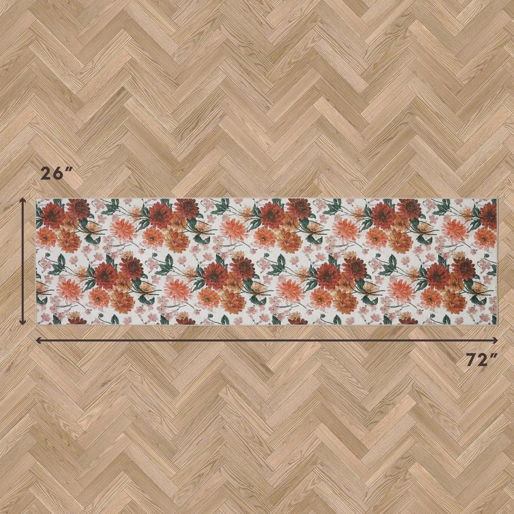 Laura Ashley Laura Ashley Dahlias Chenille Machine Washable, Slip Resistant Accent and Runner Rugs