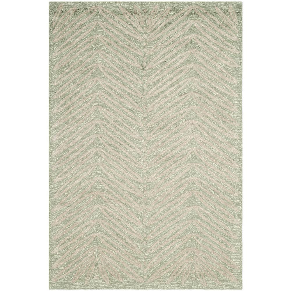 Martha Stewart Chevron Leaves - MSR3612 - Indoor Hand Tufted Area Rugs - Milk Pail Green - 4'x6'