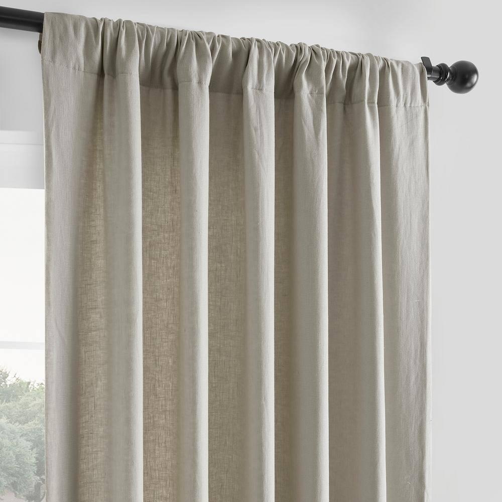 Exclusive Fabrics  French Linen Room Darkening Curtains Panel - Elegant luxurious Drapes (1 Panel) Fresh Khaki 50 X 96 96 Inches