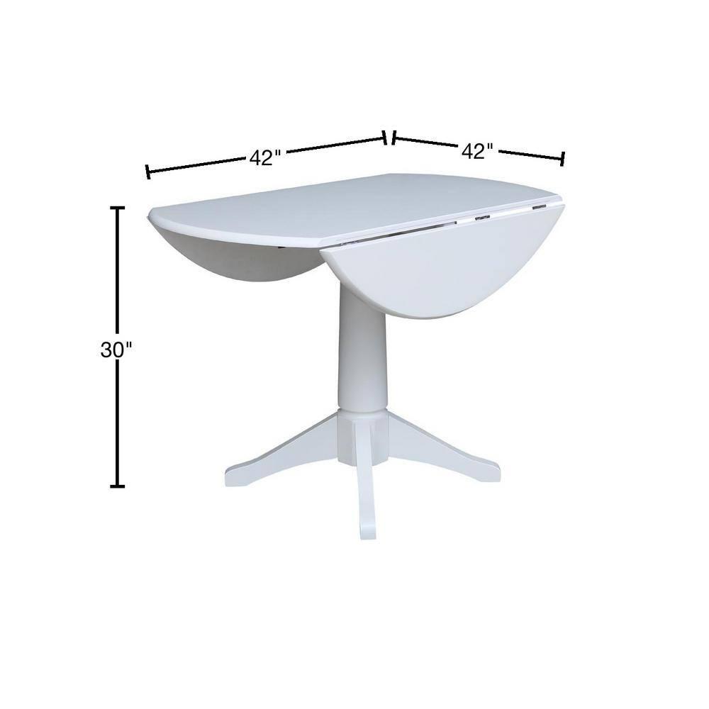 42" Nina Round Top Dual Pedestal Dining Table White - International Concepts: Modern Style, Seats 4, Wood Frame