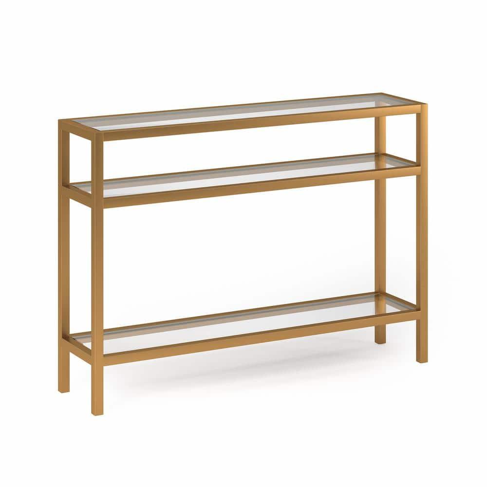 Evelyn&Zoe Sivil 42" Wide Rectangular Console Table, Brass