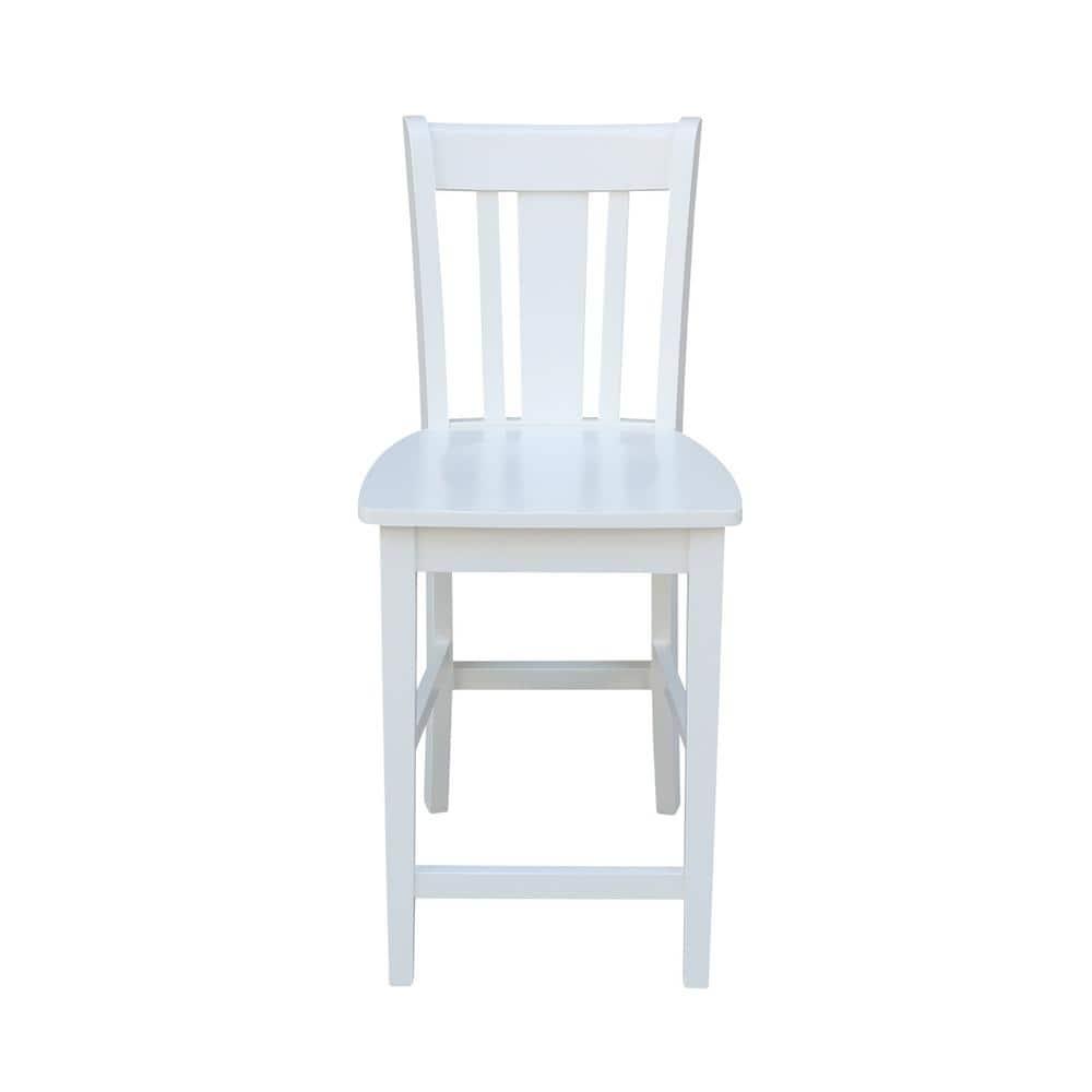 24" San Remo Counter Height Barstool Off White - International Concepts: Solid Wood, Slat Back