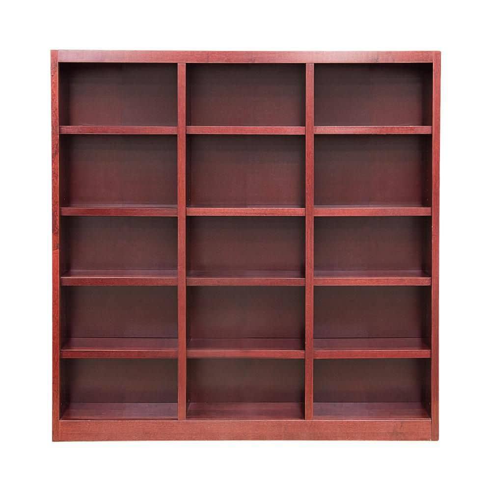 Winston Porter Flannagan Triple Wide Wood Bookcase, 15 Bookshelf, 72 inch Tall Storage and Display Bookshelf for Home Office and Living Room