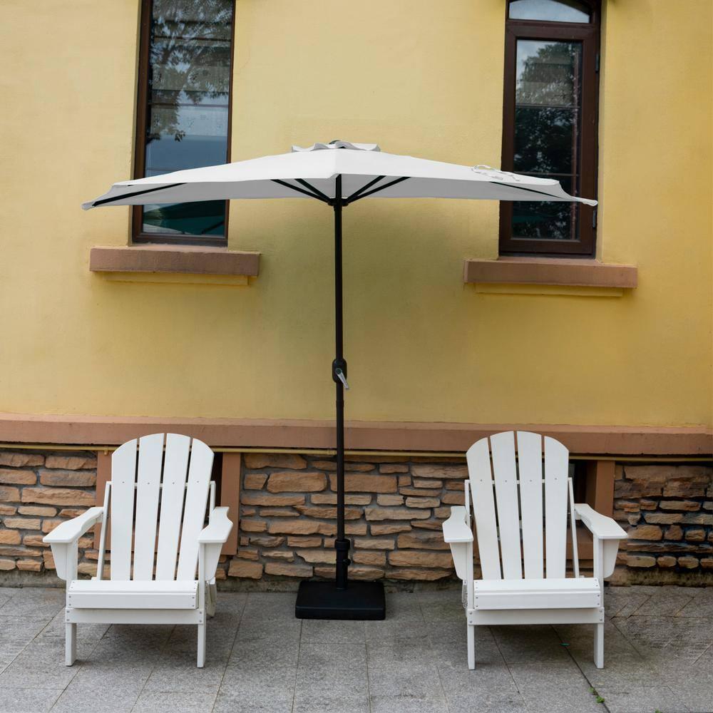 Westin Outdoor 9 Ft Half Market Umbrella for Backyard Patio Apartment Balcony Window UV Weather Resistant, White
