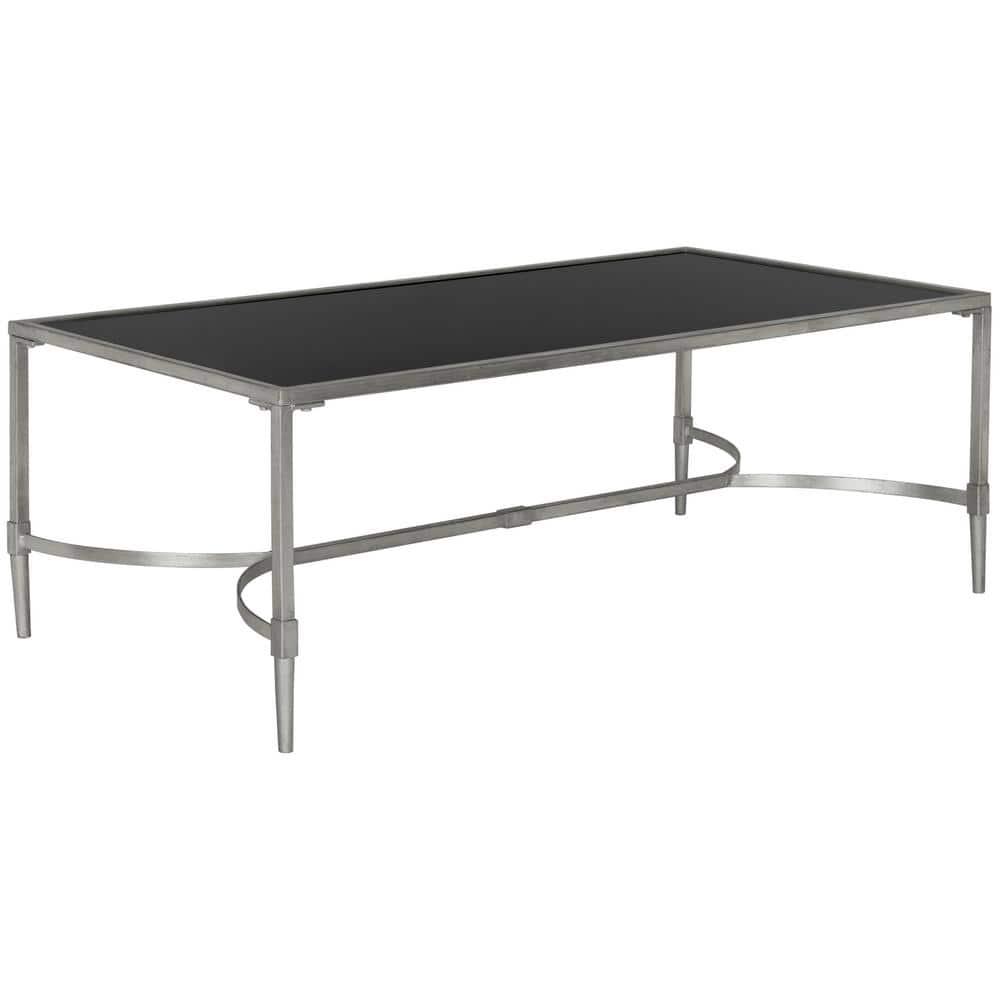 SAFAVIEH Antwan Solid Classic Coffee Table, Silver/Tempered Glass Top