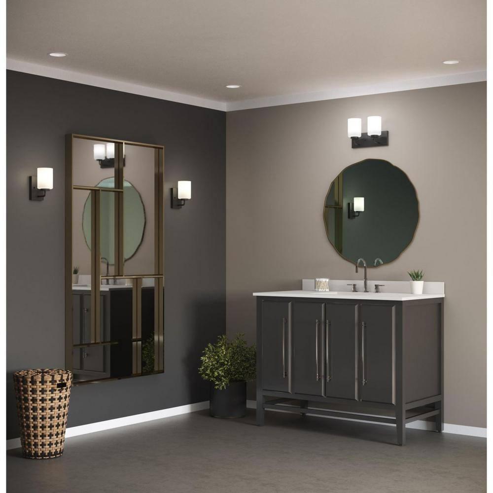 Progress Lighting Merry Collection 2-Light Brushed Nickel Etched Glass Transitional Bath Vanity Light