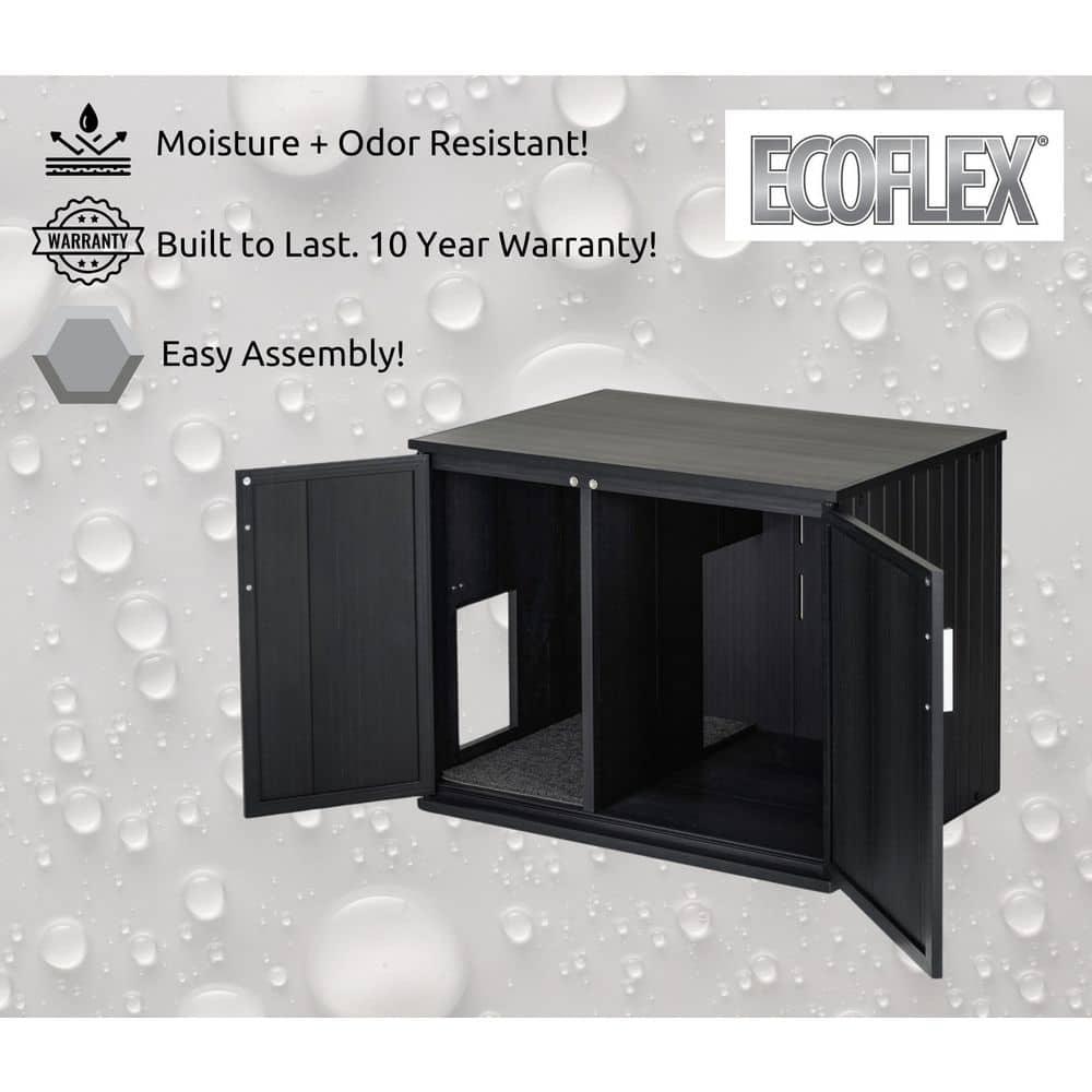 New Age Pet® ECOFLEX® Promax Litter Loo® Litter Box Enclosure Table, Espresso Black - Durable Wood Plastic Composite Cat Litter Box Furniture with No-Track Litter Mat, Easy Clean, Quick Assembly