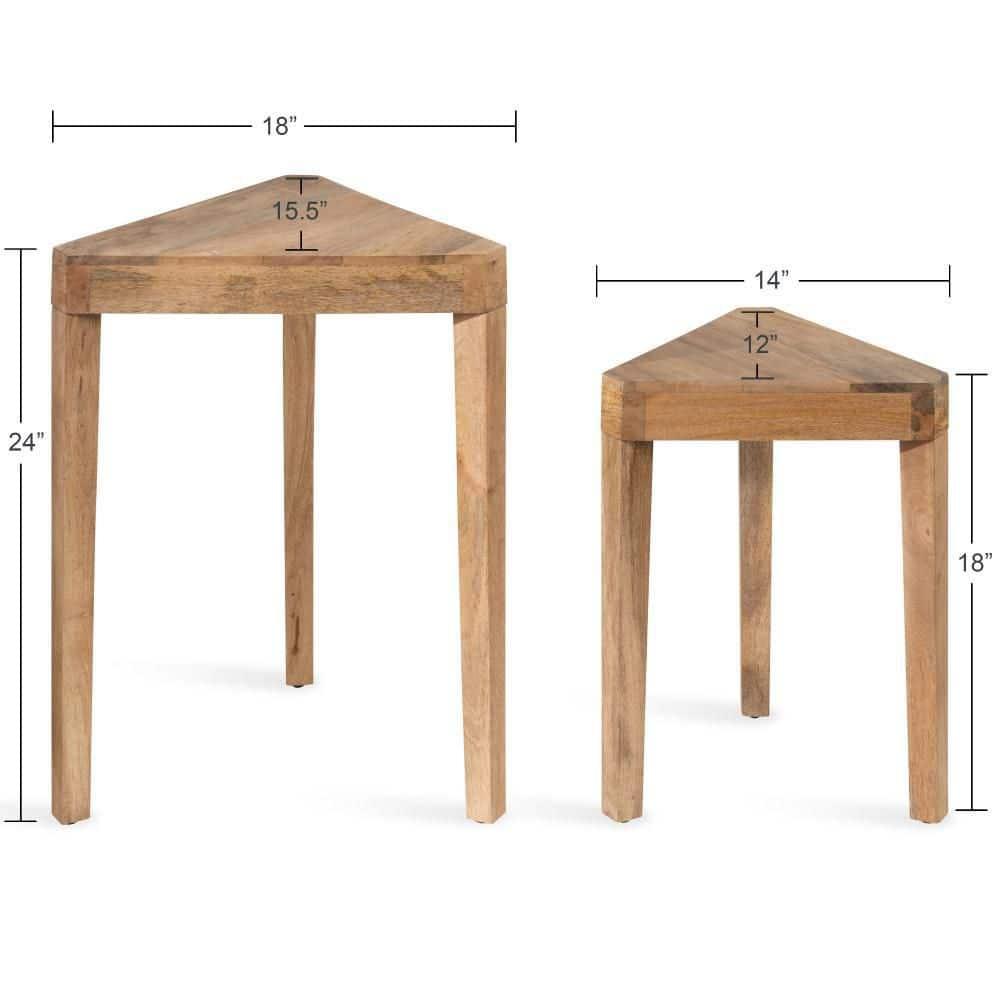 Kate and Laurel Talcott Triangle Wood Nesting Table, 2 Piece, Natural