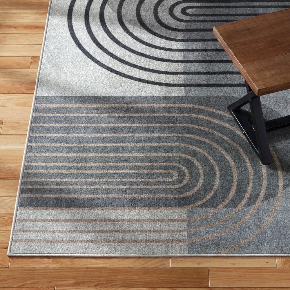 TOWN & COUNTRY EVERYDAY Avani Everwash Non-Slip Backing Area Rug Gray /Blue