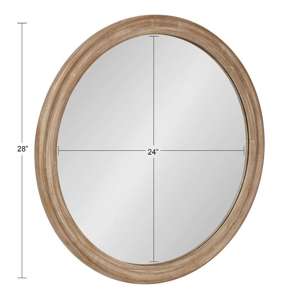 28" Mansell Round Wall Mirror Brown - Kate & Laurel All Things Decor