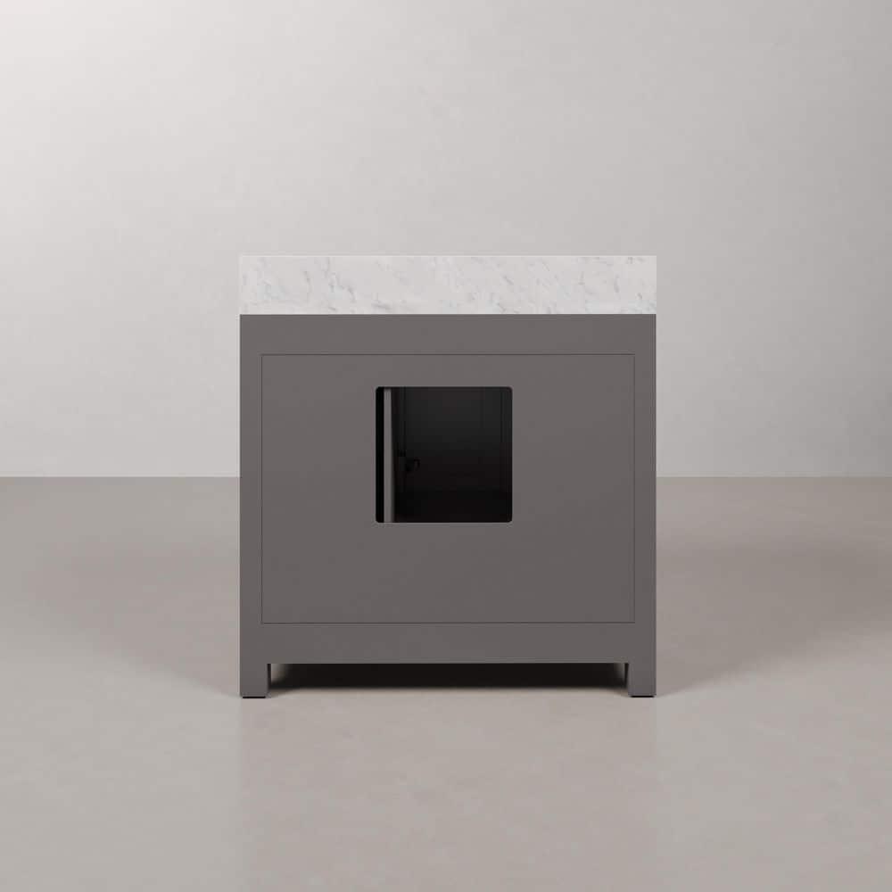 Madison 36 in. W x 21.5 in. D x 34 in. H Single Sink Bath Vanity in Cashmere Grey with Carrara White Marble Top