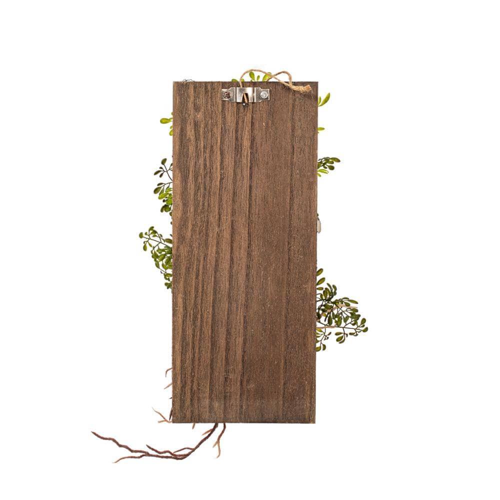 Vickerman 24" Artificial Green Mini Leaf on Wooden Plaque.