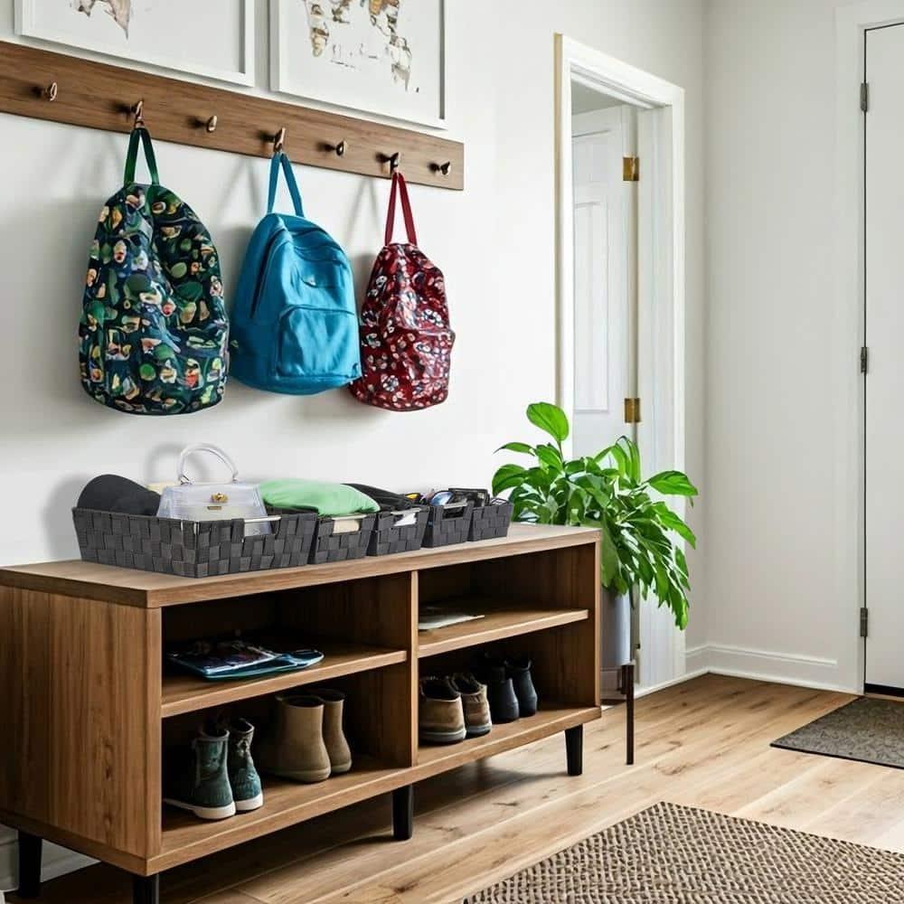 Sorbus Set of 9 Large Storage Baskets for Organizing, Mesh Hand-Woven Basket, Linen Closet Organizers and Storage, Organizer Storage Baskets for Shelves, Organizers and Storage (Gray)