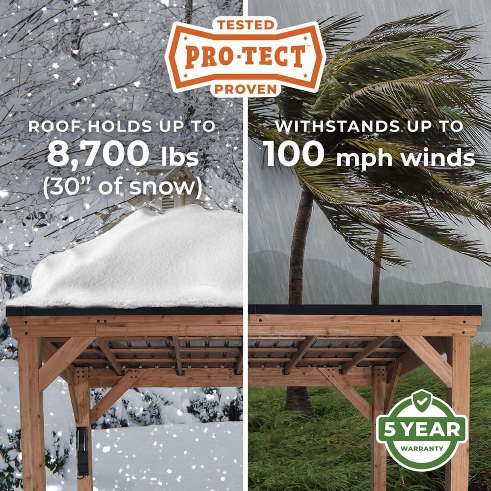 Backyard Discovery Arcadia 14'x12' Cedar Wood Gazebo, Galvanized Steel Roof, PowerPort