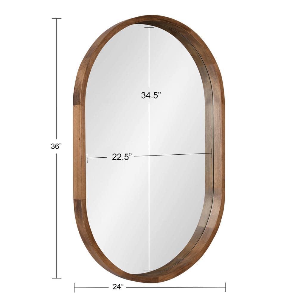 24" x 36" Hutton Wood Framed Capsule Wall Mirror Rustic Brown - Kate & Laurel All Things Decor