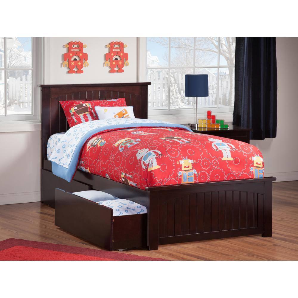 Nantucket Platform Bed with Matching Foot Board with 2 Urban Bed Drawers, Multiple Colors, Multiple Sizes