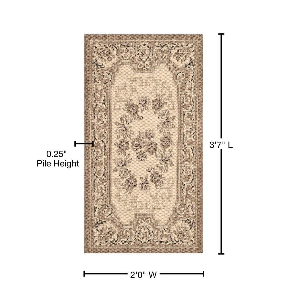 Courtyard CY7208 Power Loomed Indoor/Outdoor Accent Rug - Creme/Brown - 2'x3'7" - Safavieh.