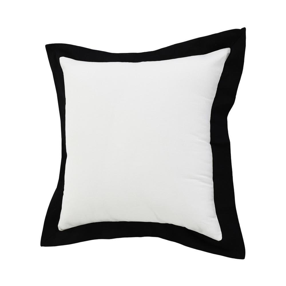 ZeaZu 20" X 20" Black And White 100% Cotton Geometric Zippered Pillow