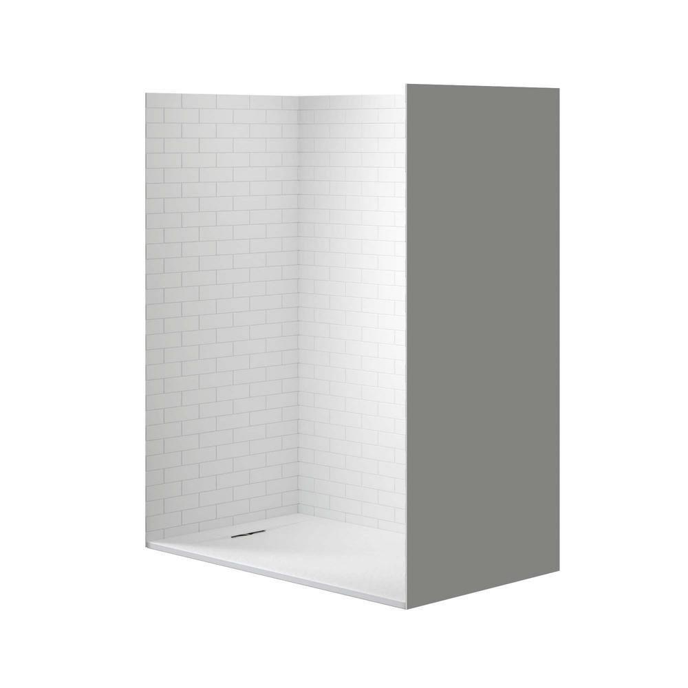 WoodBridge SWP603675-1-SU-H+SUS-WH-6036 60'' W 75'' H Framed Rectangle Shower Stall