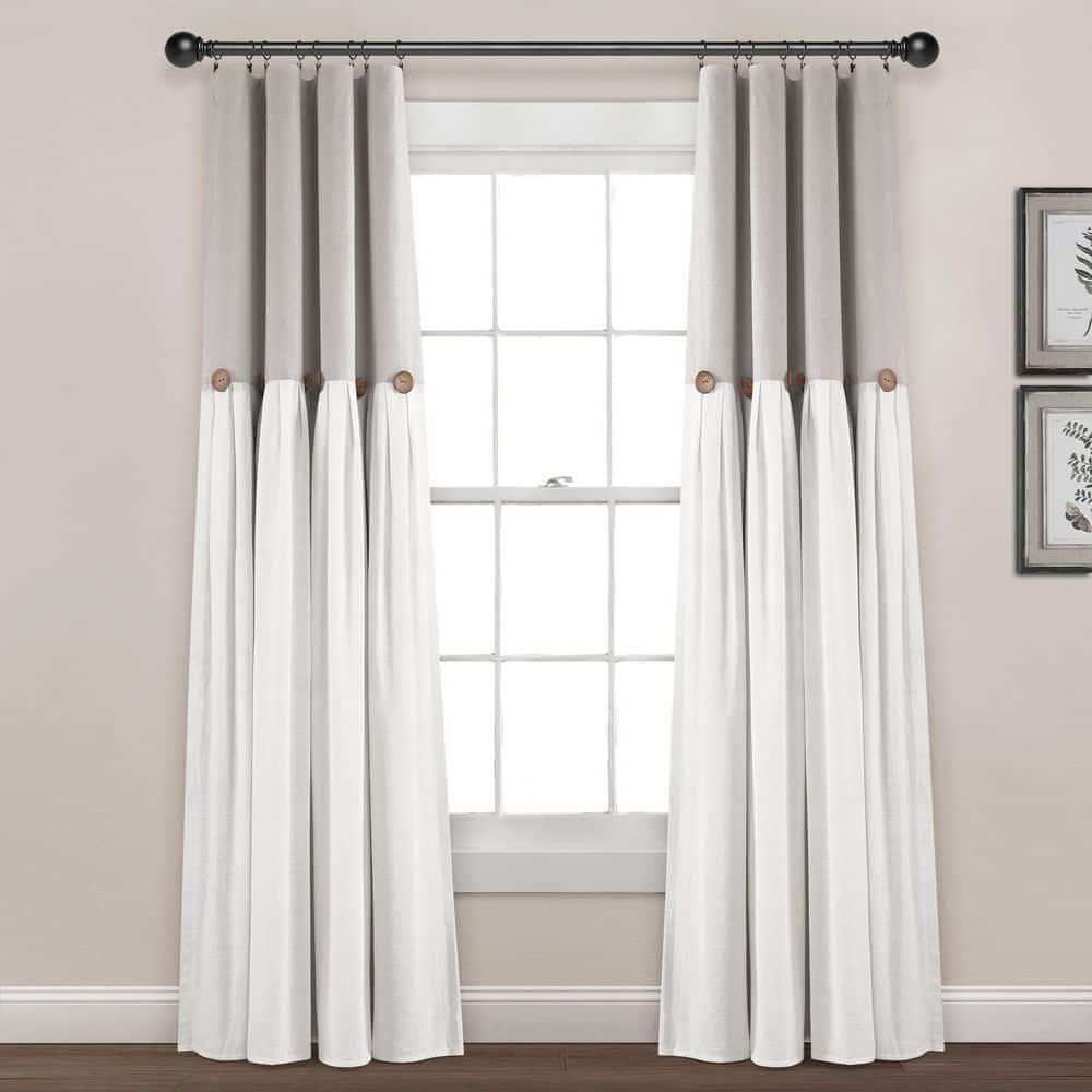 Lush Decor Linen Button Cotton Blend Blackout Curtain Single Panel
