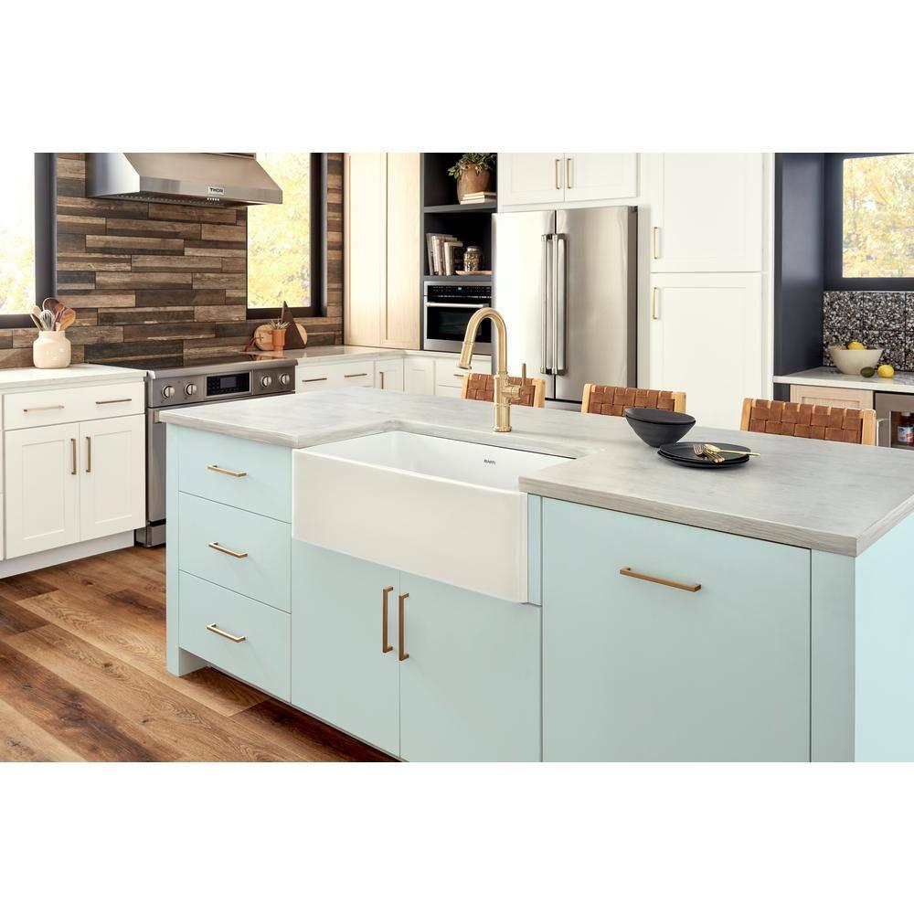 Ruvati 33 inch Fireclay Farmhouse Apron-Front Kitchen Sink Reversible