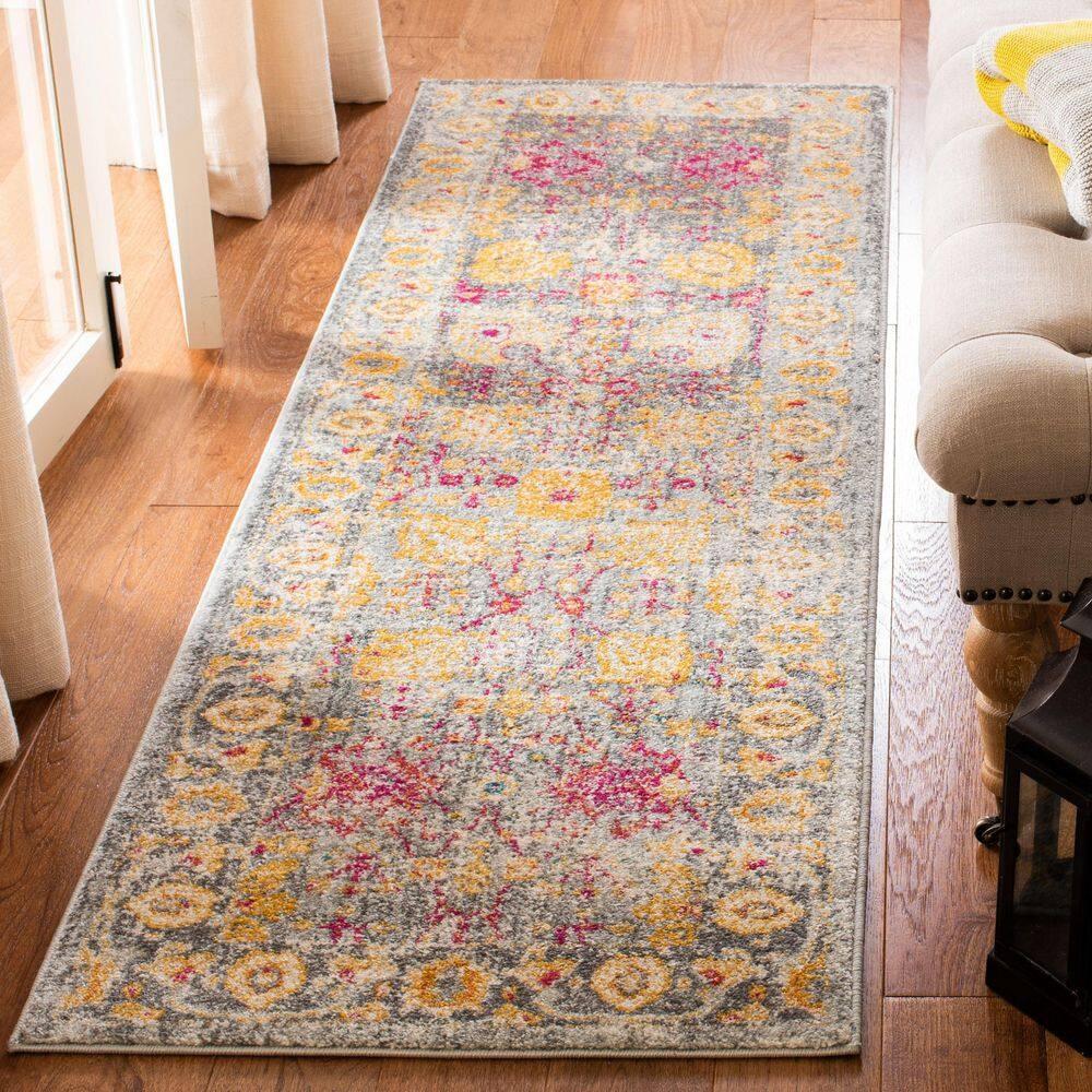 Granada GRA350 Power Loomed Indoor Runner - Light Grey/Multi - 2'2"x7' - Safavieh