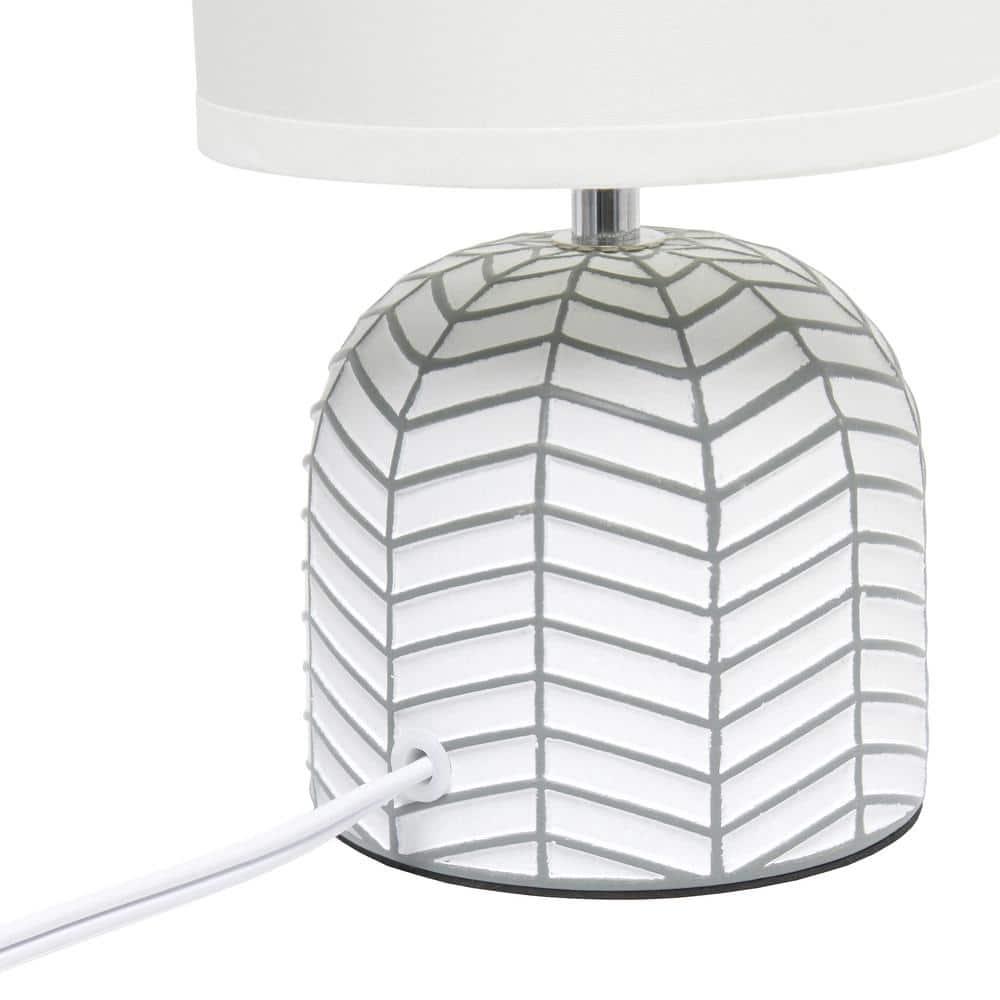 10.43" Petite Contemporary Webbed Waves Base Bedside Lamp with White Drum Shade - Simple Designs: ETL Listed, No Assembly Required