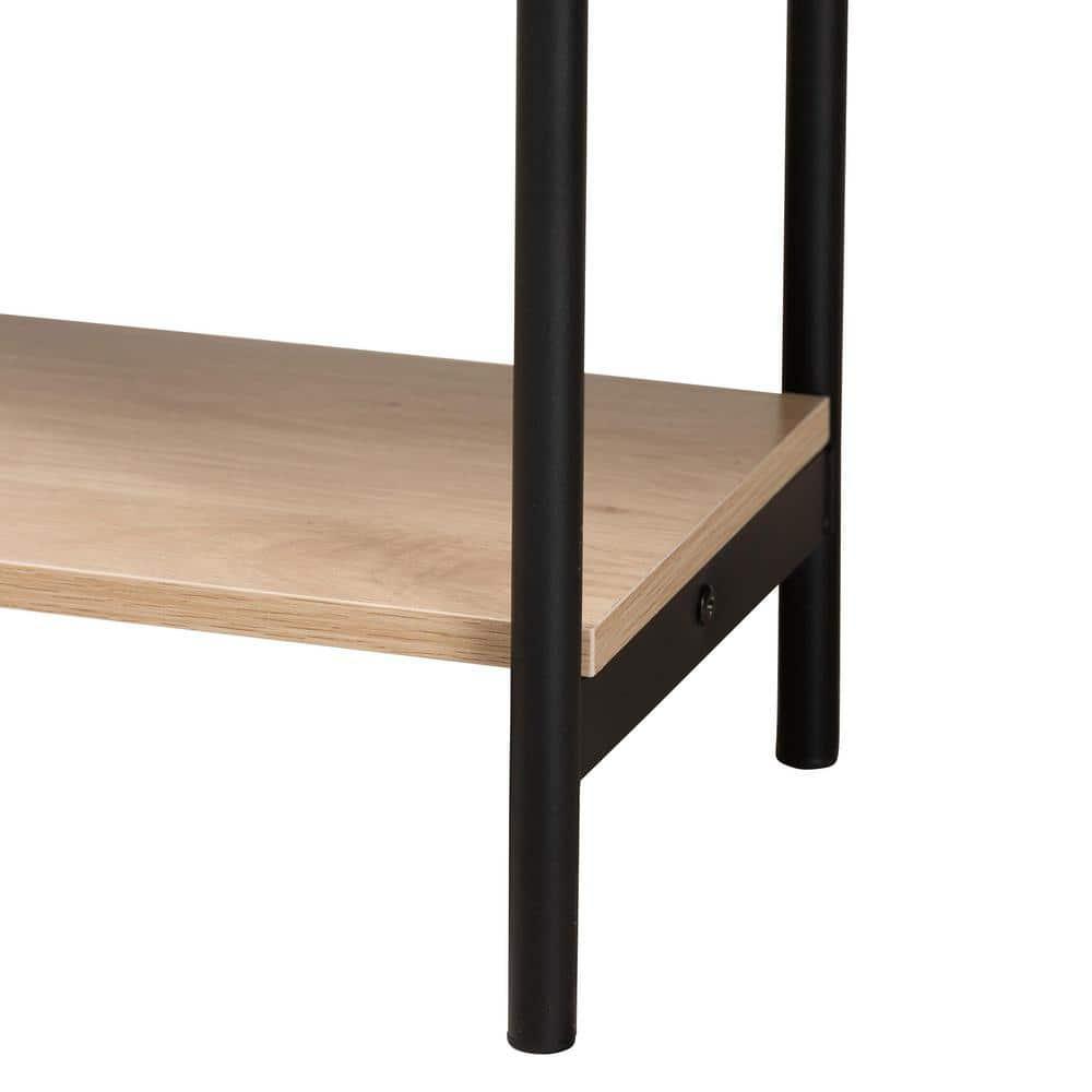 Sherwin 2 Drawer Console Table with Woven Rattan Accent Light Brown/Black - Baxton Studio:Entryway Storage