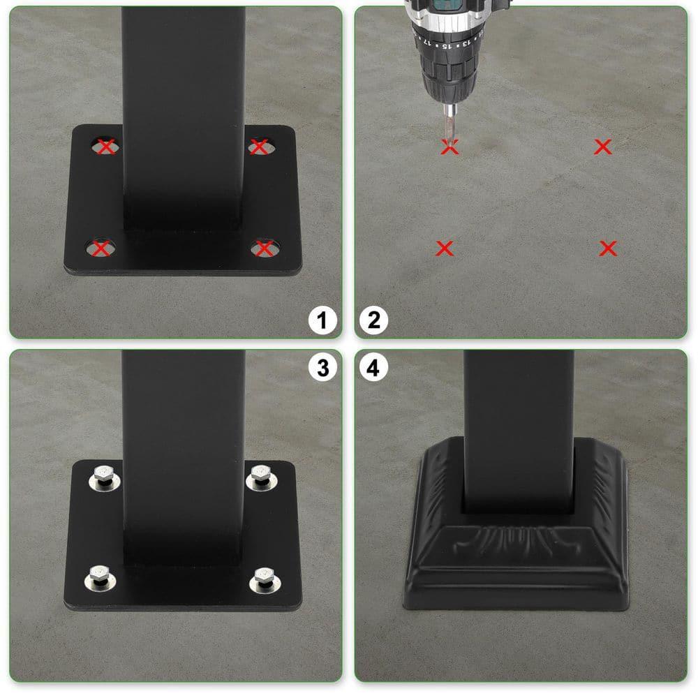 BaytoCare Handrail for Stairs 3-Step Stair Railing Steps Handrail - Black