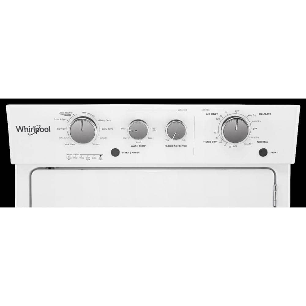 Whirlpool® WET4027HW -3.5 Cu. ft Electric Stacked Laundry Center 9 Wash cycles and Auto Dry™ - Depth: 28 3/8” - Height: 40 1/2” - Width: 29” - HE Soap Certified - Xpert System