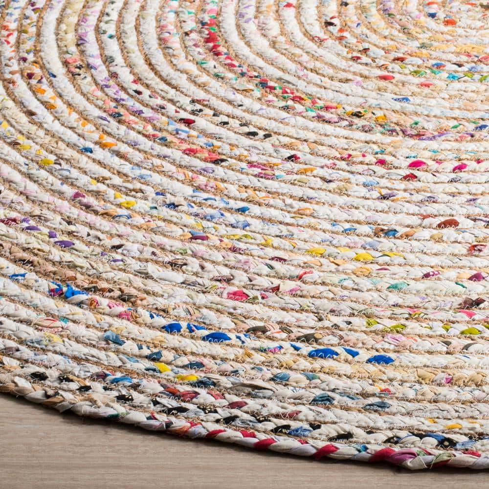 Cape Cod CAP202 Woven Indoor Area Rug - Beige/Multi - 4'x4' Round - Safavieh