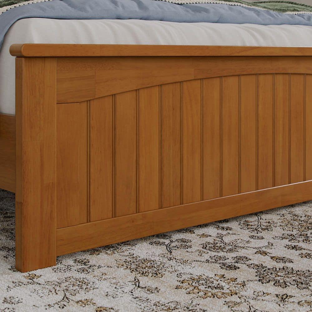 AFI Naples Full Solid Wood Low Profile Platform Bed with Matching Footboard, Light Toffee